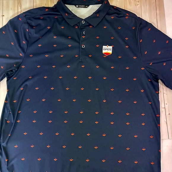 Level Wear Sz XL Poly Performance Blue Golf Houston Open MD Anderson Polo Shirt - Picture 6 of 10